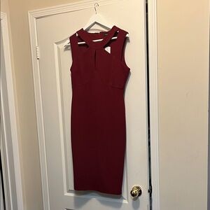 Le Chateau Burgundy Midi Dress